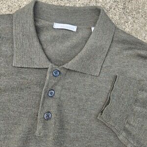 Halogen Merino Wool Polo Sweater Mens XL Forrest Green Quarter Button New Soft